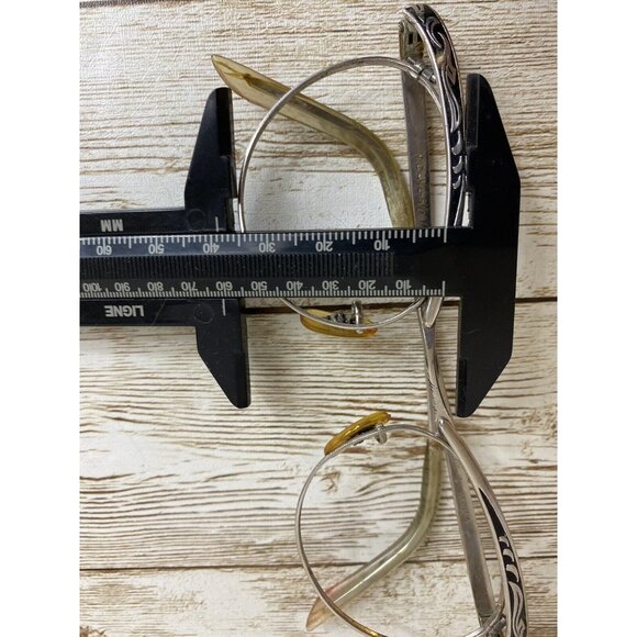 MCM Etched Silver Tone Cat Eye Eyeglass Frames 12K White GF USA 4-1/4-5-1/2 - Picture 14 of 15